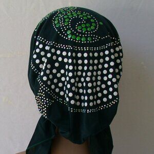 DARK GREEN Pre-Tied Stud Fashion Cap Slip On Bonnet Hijab Undercap #3